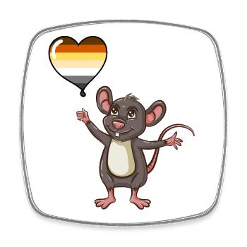 Maus Herzballon Gay Bear Pride - Viereckiger Kühlschrankmagnet - Weiß - Vorne