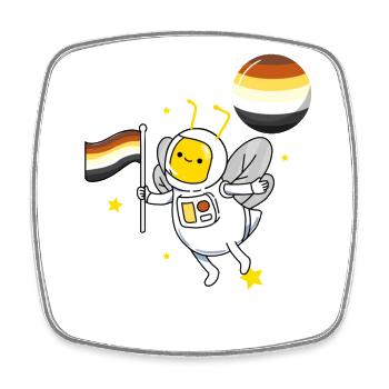 Biene im Weltraum Gay Bear Pride - Viereckiger Kühlschrankmagnet - Weiß - Vorne