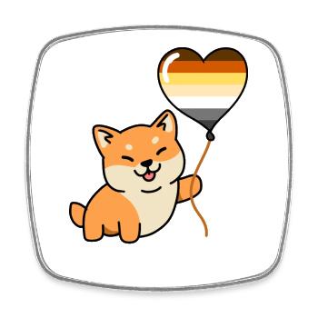 Ballon Shiba Inu Gay Bear Pride - Magnet carré - blanc - Devant
