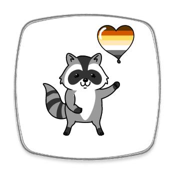 Waschbär Herzballon Gay Bear - Viereckiger Kühlschrankmagnet - Weiß - Vorne