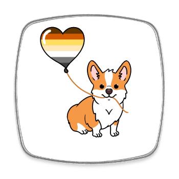 Corgi mit Gay Bear Pride Luftballon - Viereckiger Kühlschrankmagnet - Weiß - Vorne