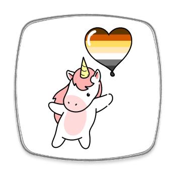 Einhorn Herzballon Gay Bear - Viereckiger Kühlschrankmagnet - Weiß - Vorne