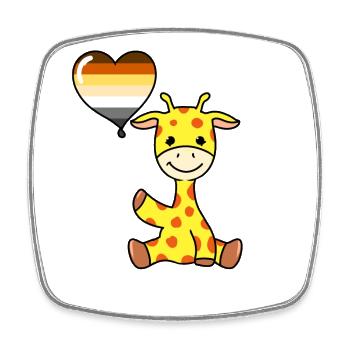 Giraffe mit Gay Bear Ballon - Viereckiger Kühlschrankmagnet - Weiß - Vorne