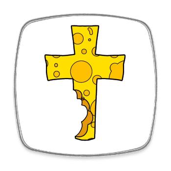 Cross symbol cheese - Square fridge magnet - white - Front
