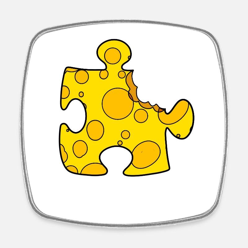 Puzzle de fromage - Magnet carré - blanc