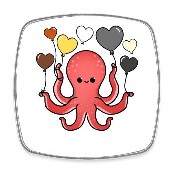 Oktopus Herzballon Gay Bear Pride - Viereckiger Kühlschrankmagnet - Weiß - Vorne