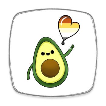 Avocado Herzballon Gay Bear Pride - Viereckiger Kühlschrankmagnet - Weiß - Vorne