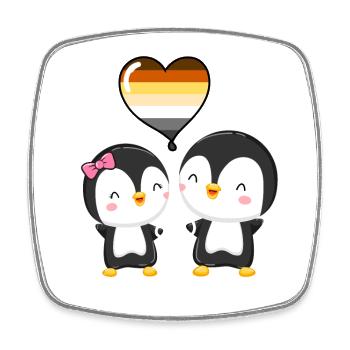 Gay Bear Pride Penguin Couple - Square fridge magnet - white - Front