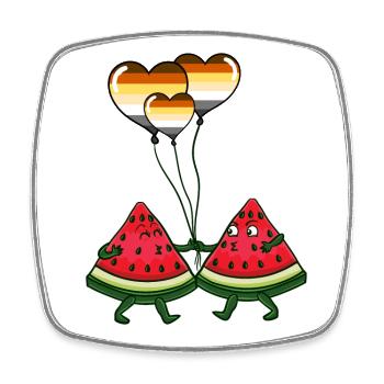 Wassermelonen Paar Gay Bear Pride - Viereckiger Kühlschrankmagnet - Weiß - Vorne