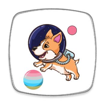 Corgi Astronaut Genderflux Pride - Square fridge magnet - white - Front