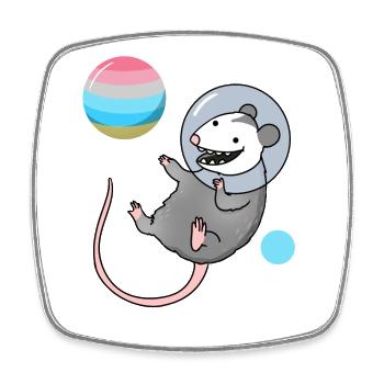 Opossum Astronaut Genderflux Pride - Viereckiger Kühlschrankmagnet - Weiß - Vorne