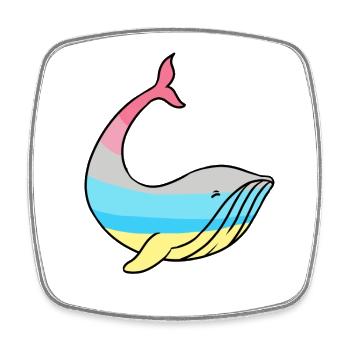 Whale Genderflux Pride - Square fridge magnet - white - Front
