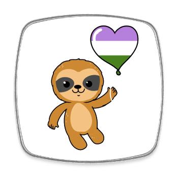 Sloth Heart Balloon Genderqueer - Magnet carré - blanc - Devant