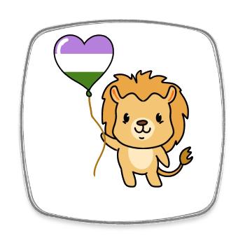 Ballon Lion Genderqueer Pride - Magnet carré - blanc - Devant