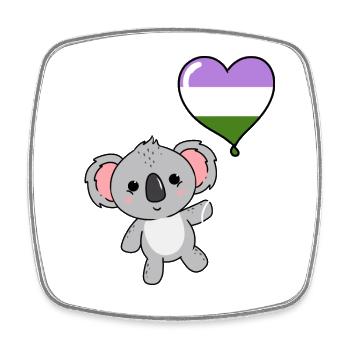 Koala Heart Balloon Genderqueer Pride - Magnet carré - blanc - Devant