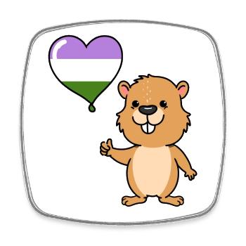 Biber Herzballon Genderqueer Pride - Viereckiger Kühlschrankmagnet - Weiß - Vorne