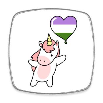 Unicorn Heart Balloon Genderqueer Pride - Magnet carré - blanc - Devant