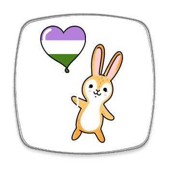 Hase Herzballon Genderqueer Pride - Viereckiger Kühlschrankmagnet - Weiß - Vorne