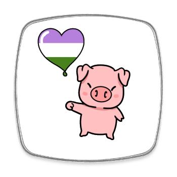 Pig Heart Balloon Genderqueer Pride - Magnet carré - blanc - Devant