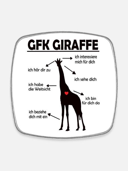 Giraffe Gewaltfreie Kommunikation Herz Spruch - Viereckiger Kühlschrankmagnet - Weiß