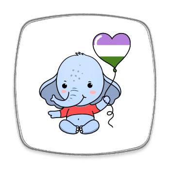 Elephant Heart Balloon Genderqueer - Magnet carré - blanc - Devant
