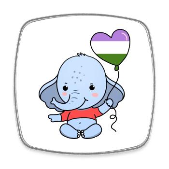 Elefant Herzballon Genderqueer Pride - Viereckiger Kühlschrankmagnet - Weiß - Vorne