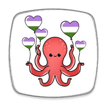 Octopus Balloon Genderqueer Pride - Magnet carré - blanc - Devant