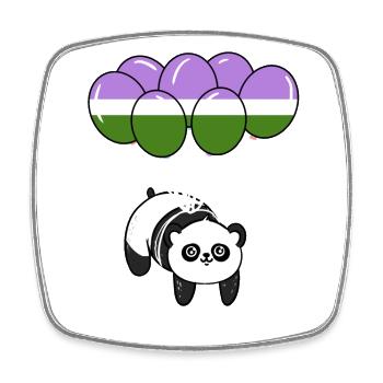 Panda Balloon Genderqueer Pride - Magnet carré - blanc - Devant