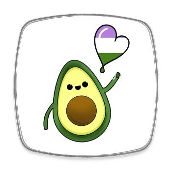 Avocado Heart Balloon Genderqueer Pride - Magnet carré - blanc - Devant