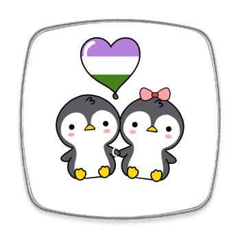 Couple de pingouins Genderqueer Pride - Magnet carré - blanc - Devant