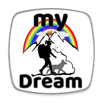 My Dream Hund mit Frau wandern - Viereckiger Kühlschrankmagnet - Weiß - Vorne