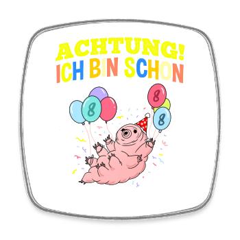 Achtung Ich Bin Schon 8 Geburtstag Bärtierchen - Viereckiger Kühlschrankmagnet - Weiß - Vorne