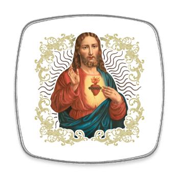 Vintage Jesus, Jesus Christ, Sacred Heart, Savior - Square fridge magnet - white - Front