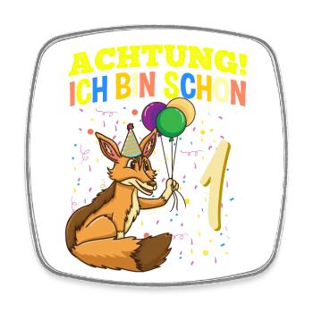 Achtung Ich Bin Schon 1 Tier Geburtstag Schakal - Viereckiger Kühlschrankmagnet - Weiß - Vorne
