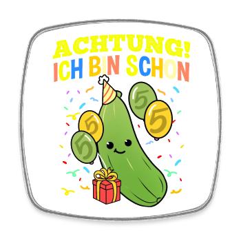 Achtung Ich Bin Schon 5 Geburtstag Zucchini - Viereckiger Kühlschrankmagnet - Weiß - Vorne