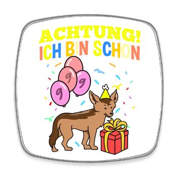 Achtung Ich Bin Schon 9 Geburtstag Schakal - Viereckiger Kühlschrankmagnet - Weiß - Vorne
