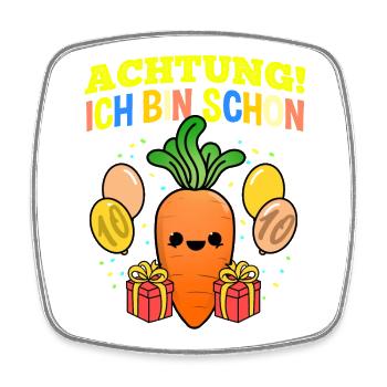 Achtung Ich Bin Schon 10 Geburtstag Karotte - Viereckiger Kühlschrankmagnet - Weiß - Vorne