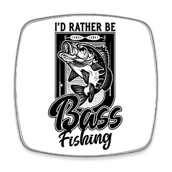 Ich wäre lieber Bass Fish Fishing Funny Fisherman - Viereckiger Kühlschrankmagnet - Weiß - Vorne