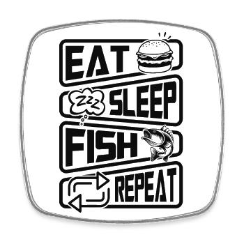 Pêcheur Drôle de pêche Manger Dormir Poisson Répéter - Magnet carré - blanc - Devant