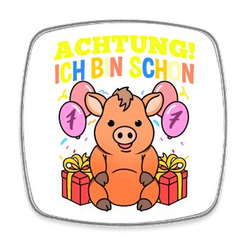 Achtung Ich Bin Schon 7 Geburtstag Warzenschwein - Viereckiger Kühlschrankmagnet - Weiß - Vorne