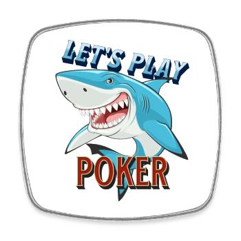 Poker Spieler Pokershark will spielen - Viereckiger Kühlschrankmagnet - Weiß - Vorne
