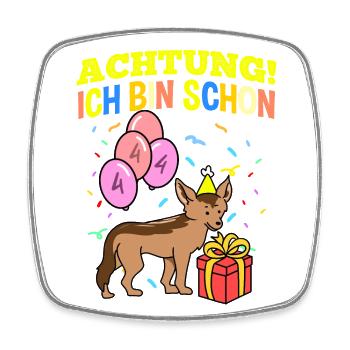 Achtung Ich Bin Schon 4 Geburtstag Schakal - Viereckiger Kühlschrankmagnet - Weiß - Vorne