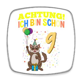 Achtung Ich Bin Schon 9 Tier Geburtstag Frettchen - Viereckiger Kühlschrankmagnet - Weiß - Vorne