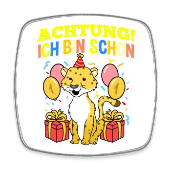 Achtung Ich Bin Schon 1 Geburtstag Leopard - Viereckiger Kühlschrankmagnet - Weiß - Vorne