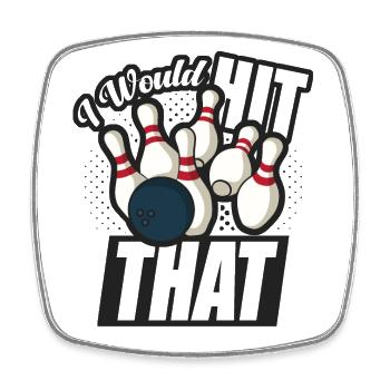 Ich würde diesen lustigen Bowling-Retro-Bowler treffen - Viereckiger Kühlschrankmagnet - Weiß - Vorne