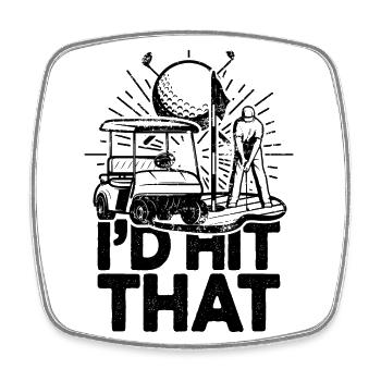 I'd Hit That Funny Golf Retro Golfer - Square fridge magnet - white - Front