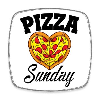 Sunday Pizza Night Funny Pizza Lover Fast Food - Square fridge magnet - white - Front
