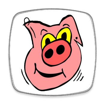 Funny Pig in Pink - Square fridge magnet - white - Front