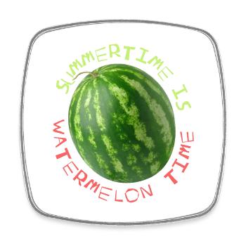 Melon, watermelon, funny saying Summertime - Square fridge magnet - white - Front