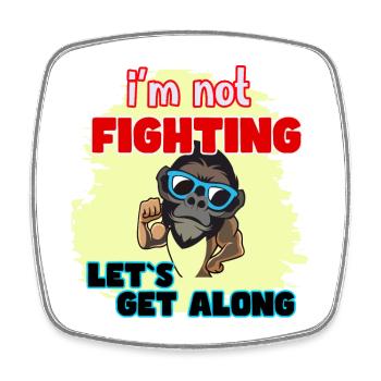 Not Fighting Monkey with Sunglasses Peace - Square fridge magnet - white - Front